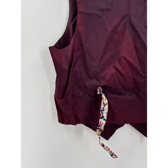 Castle Rock Vintage Vest Womens Large Cats USA American Flag Satin Button Retro - Picture 12 of 15